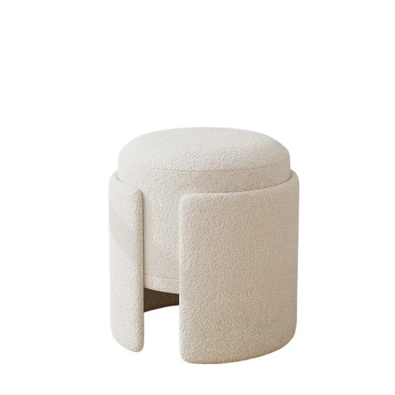 Light luxury lamb wool, small apartment dressing, bedroom home dresser stool Internet celebrity makeup round stool