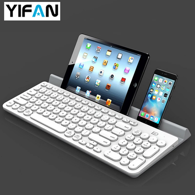 

Wireless Keyboard 99 Keys Full Size, 2.4Ghz & Bluetooth Connected, Bluetooth keyboard with Slot for Tablet and Smartphone