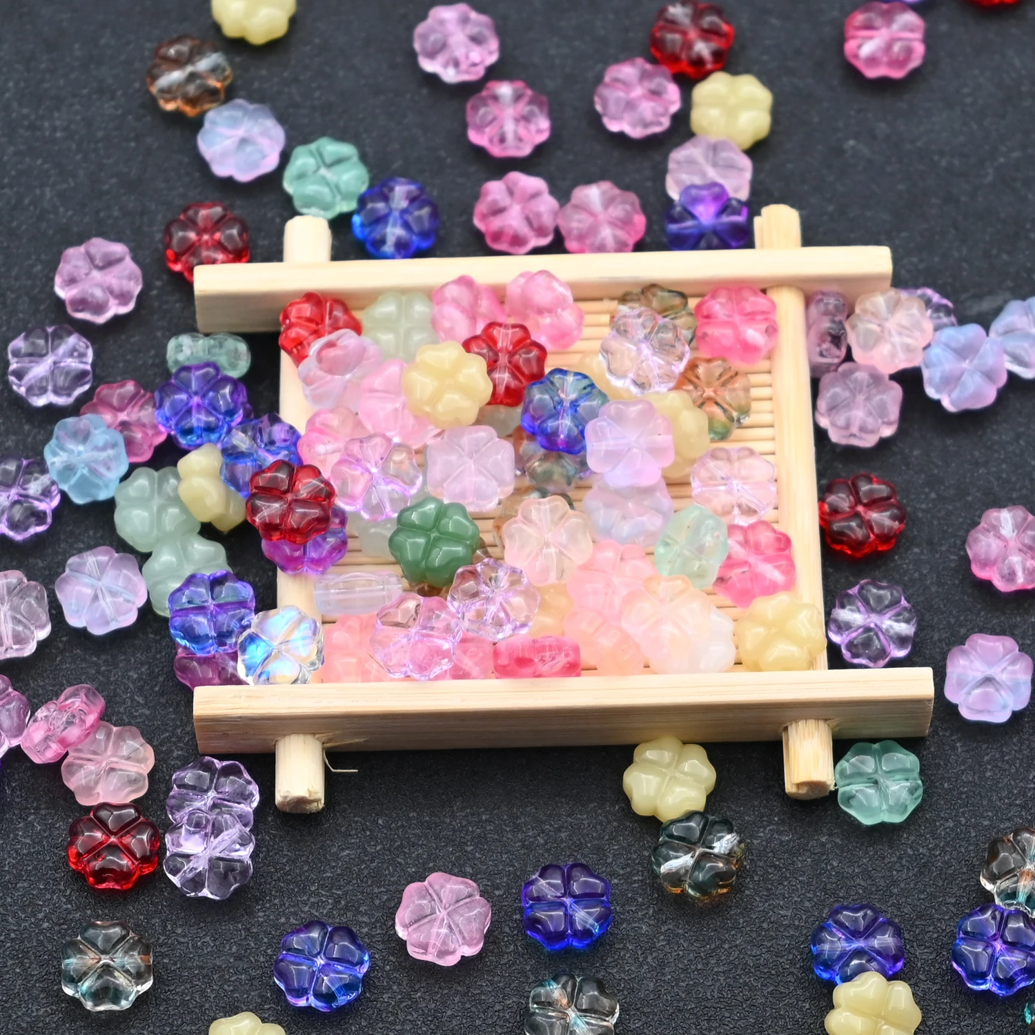 30pcs Mixed Color Heart Flower Shaped Lampwork Glass Crystal Beads For Jewelry Making DIY Charms Bracelet Necklace Accessories