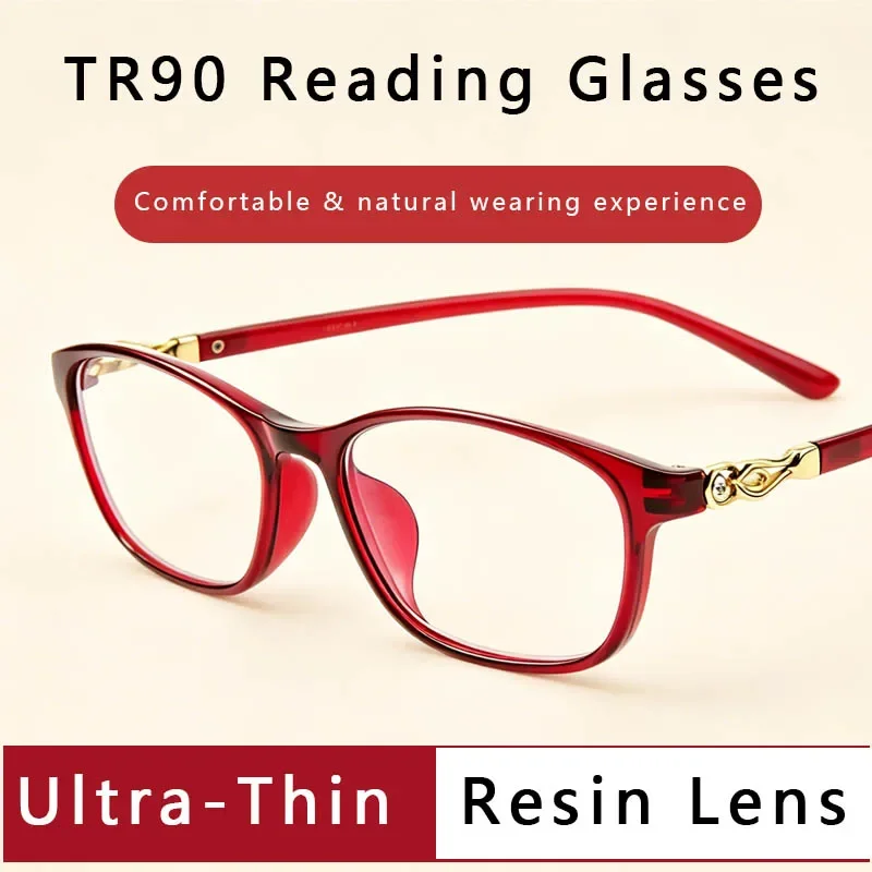 Anti Blue Ray Anti-fatigue  Reading Glasses Ultra-Thin Hard & Multi-coated Lens（HMC） Magnifying Presbyopic Eyeglasses for Women