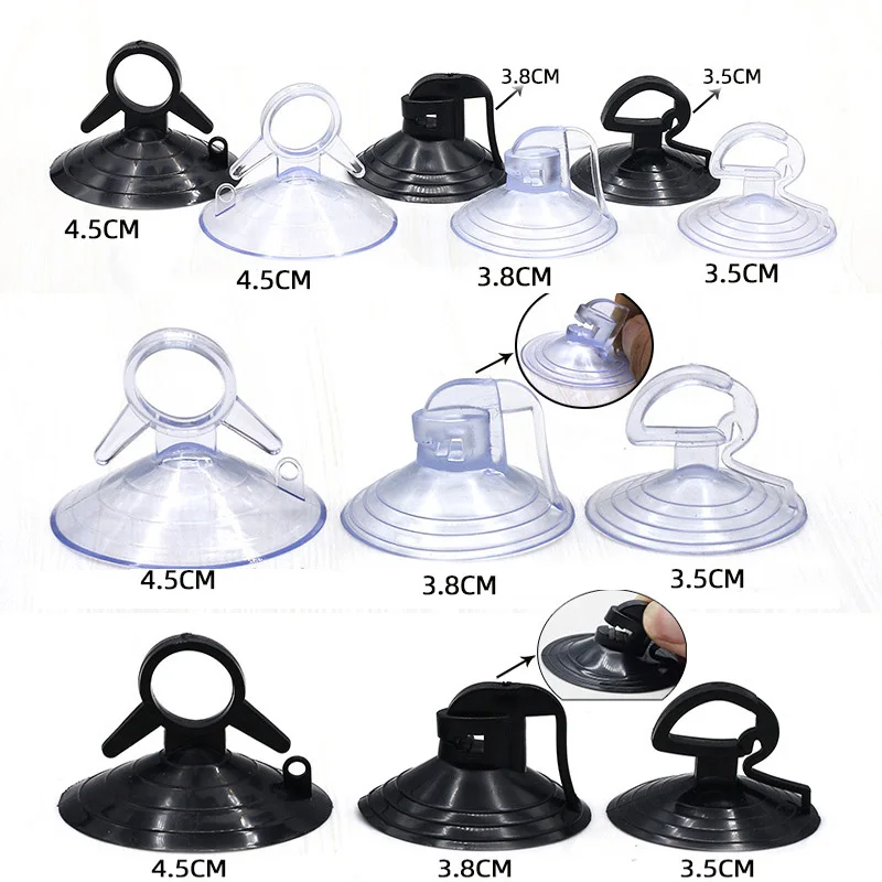 20PCS PVC Suction Cup Hook Suction Cup 35/38/45mm Rubber Clear Suction Cup Sucker Car Accessories for Sun Shade Black Suction