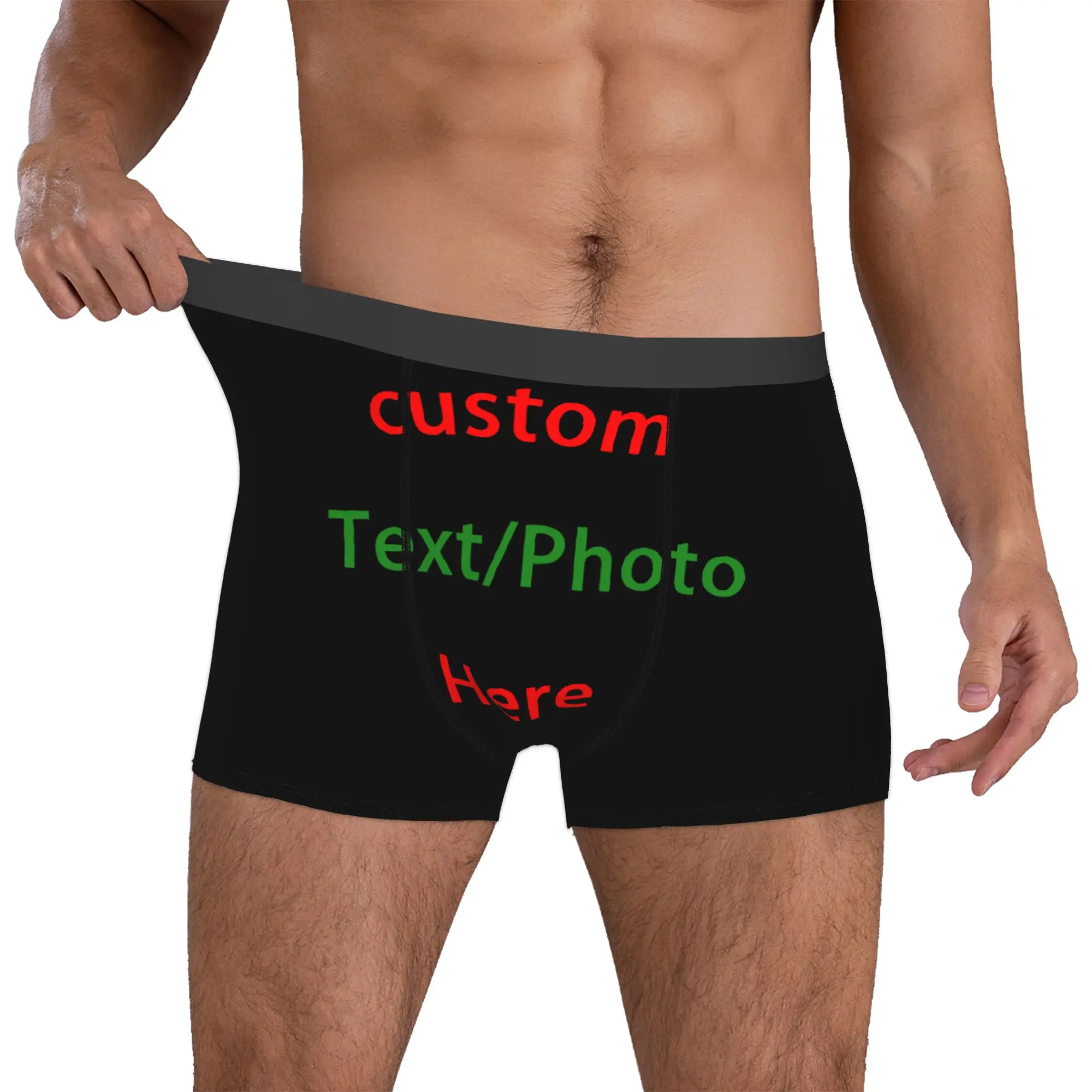 Customized Male Funny Custom Your Photo Logo Text Underwear  Boxer Briefs Soft Shorts Panties Underpants