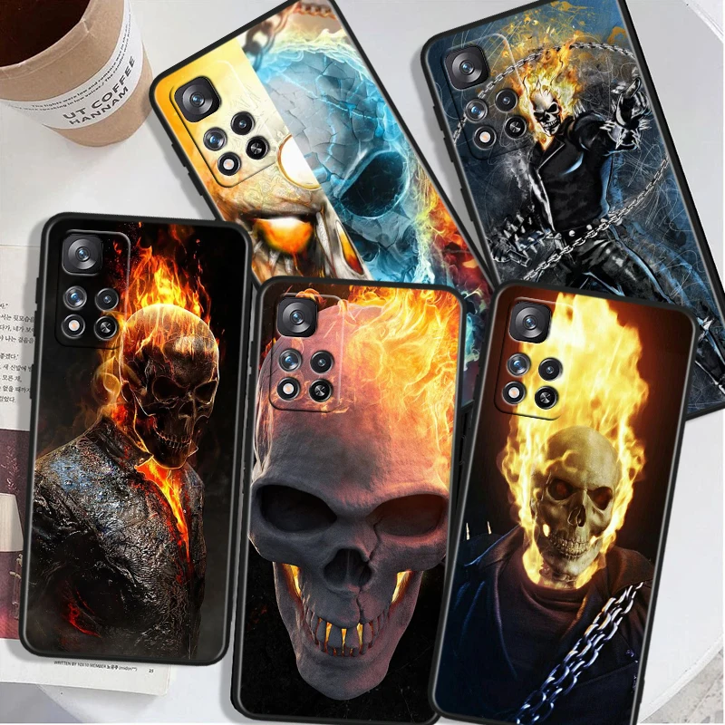 Marvel Ghost Rider For Xiaomi Redmi Note 12 11T 11E 11S 10T 10S Pro Plus Max Lite Black Soft Phone Case