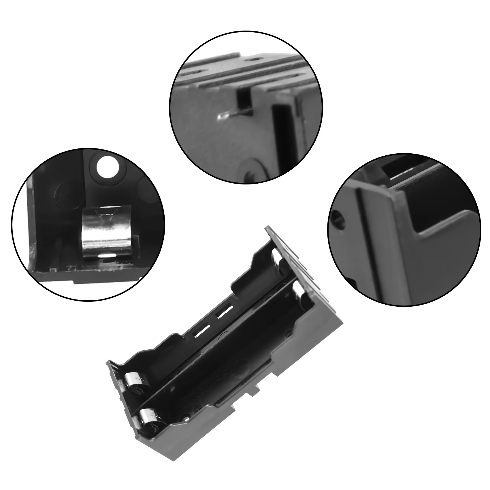 HHTL 5 قطع من البلاستيك الأسود 2 × 3.7 فولت 18650 بطاريات 4 دبوس حامل البطارية