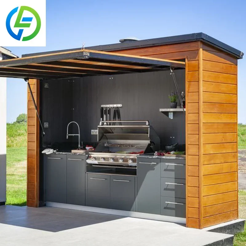 Customizable Outdoor Kitchen Pod - Modular BBQ Grill & Aluminum Cabinets for Tailored Patio Backyard Designs