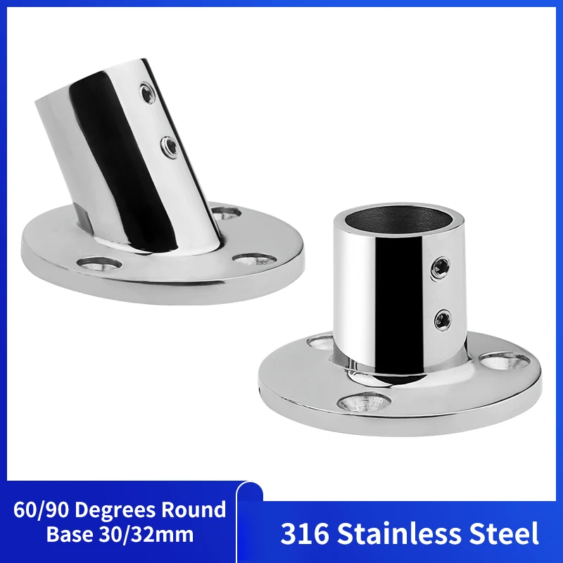 Alastin 60/90 Degree Round Base Stainless Steel Handrail Accessories Suitable for Boats Yachts Construction Hardware(30/32MM)