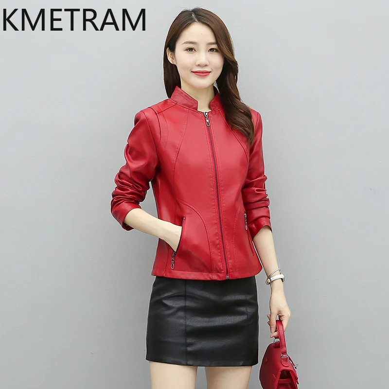 Kmetram natürliche Schaffell Lederjacke Frauen koreanische große Damen bekleidung Frühling Herbst kurze Damen mantel Jaqueta Couro