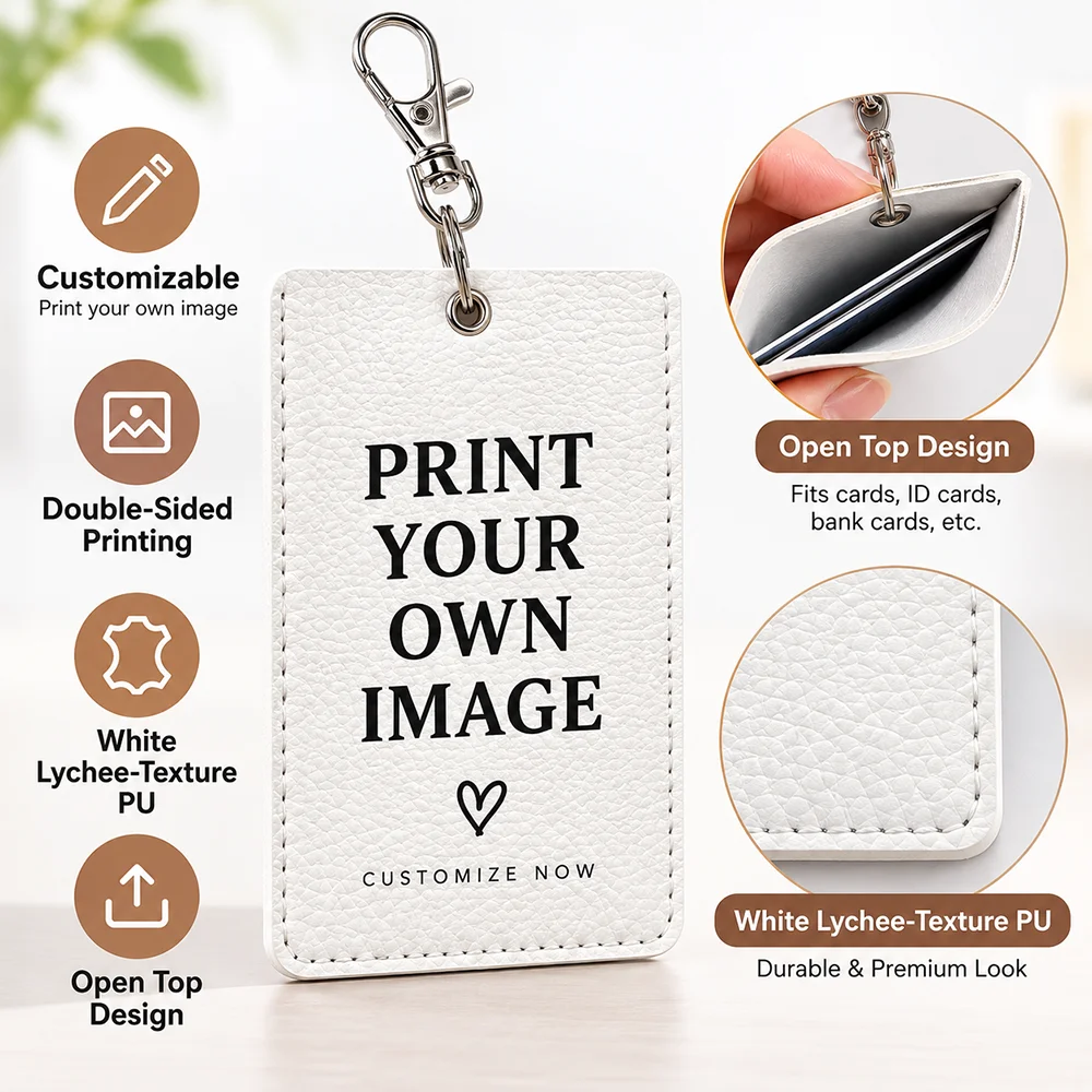 DIY Customize Design Rectangle Keychain Card Holder, Badge Credit Card Holder, Student ID Card Holder, Bus Cards Cover