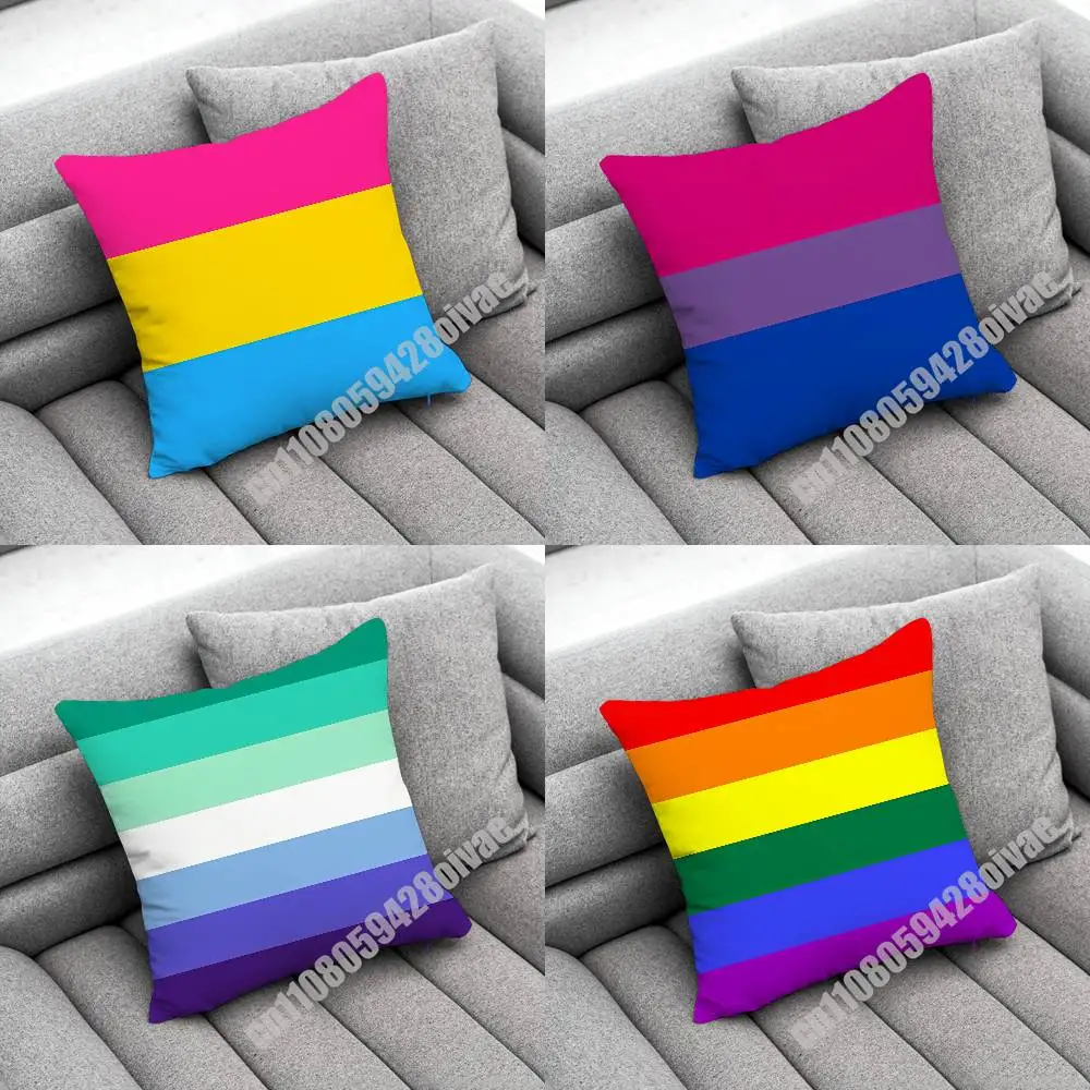 

LGBT Rainbow Flag Gay Lesbian Bisexual Trans Pansexual Throw Pillow Case For Decoration 40 45cm Square Bedroom Pillowcase Cover