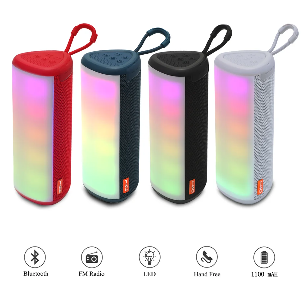 T&G TG357 Portable Bluetooth Speaker Wireless Speakers LED 1100mAh Waterproof Dual Bass Column Boombox AUX TF BT USB Loudspeaker