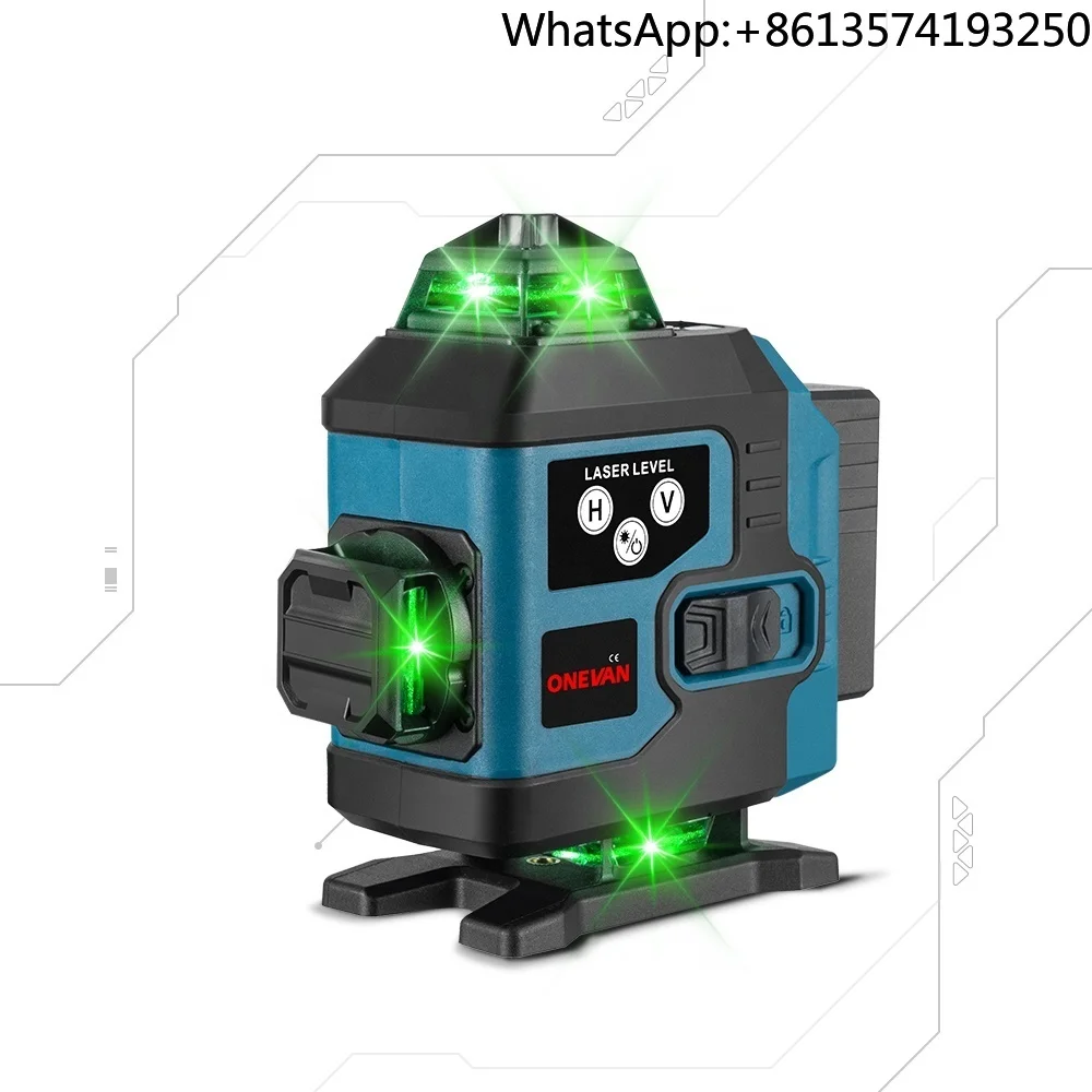 

ONEVAN 4D 16-линейный лазерный уровень 2x4000 мАч Батарея 360 Горизонтальный вертикальный перекрестный свет Лазерный уровень Самовыравнивающийся измерительный лазерный луч