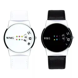 2024 New Personality Creativity Black White Women Watches Fashion Leather Watch Men Woman Quartz Clock Unisex Wristwatches Gifts