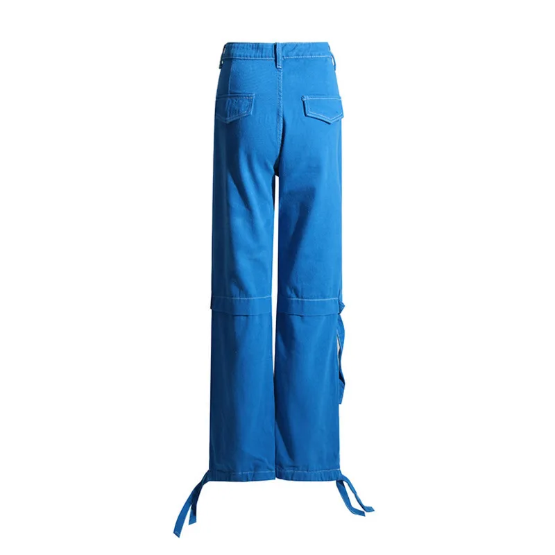 HKSH Autunno Nuove Donne Pantaloni Cargo Dritti Multi-tasca Cuciture Design Nastro Safari Stile Americano High Street Trendy HK10618