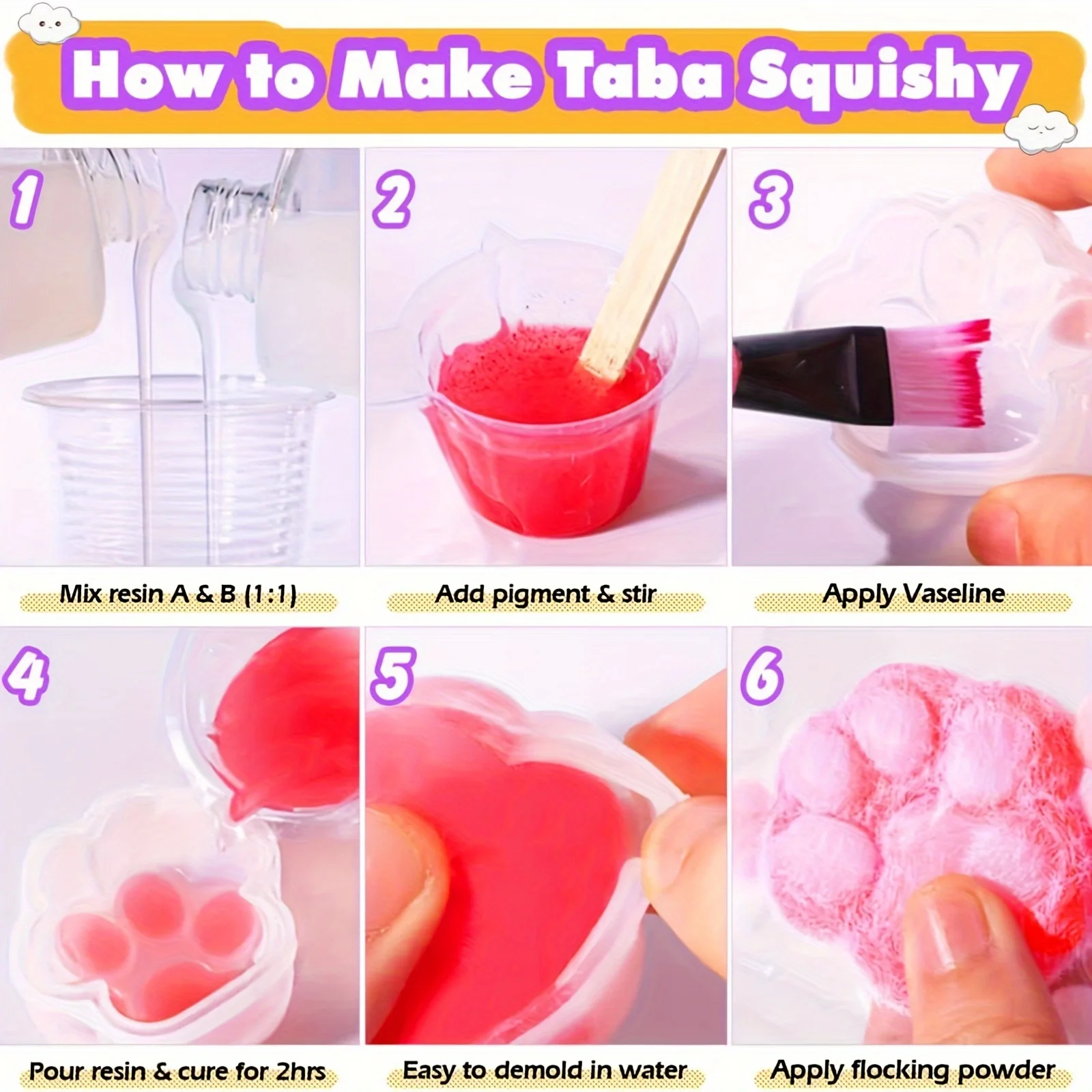 1Set Super Soft Mud Gel Set, DIY Cat Paw Modeling Compound, 1:1 AB Fast Curing Mix, Liquid Gel for Craft Mold, Home DIY Art Supp