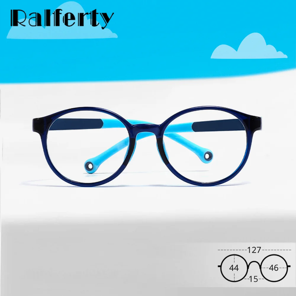 

Гибкие легкие круглые оправы для очков Ralferty для детей от 6 до 10 лет, детские очки с защитой от синего света, оптическая оправа без диоптрий
