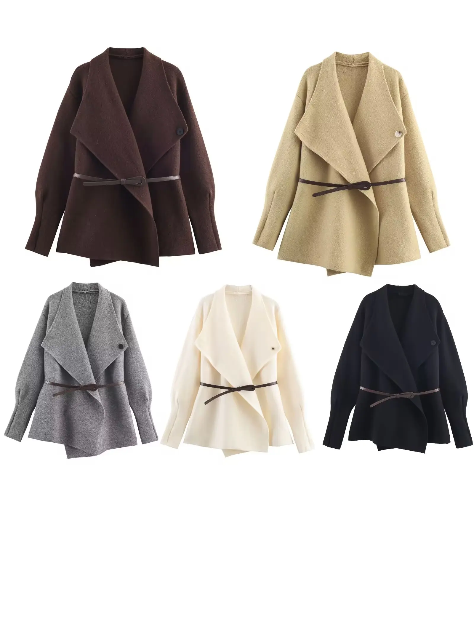 

DiYiG WOMAN 2025 Autumn New Fashion Multicolor Knitted Cardigan Chic with Belt Trim Slim Jacket Outerwear Mujer