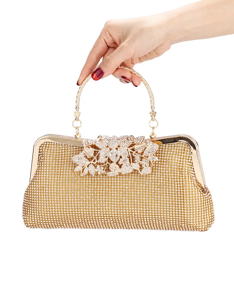 

New Elegant Encrusted Set Banquet Bag One-Shoulder Cross-Body Bag Rhinestone Clutch Bag for Women