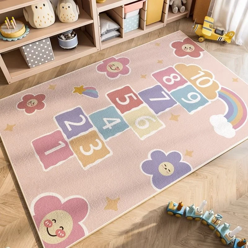 VIKAMA Jumping House Game Carpet Colorful Digital Game Floor Mat Anti Slip Water Absorbing Carpet Home Decoration