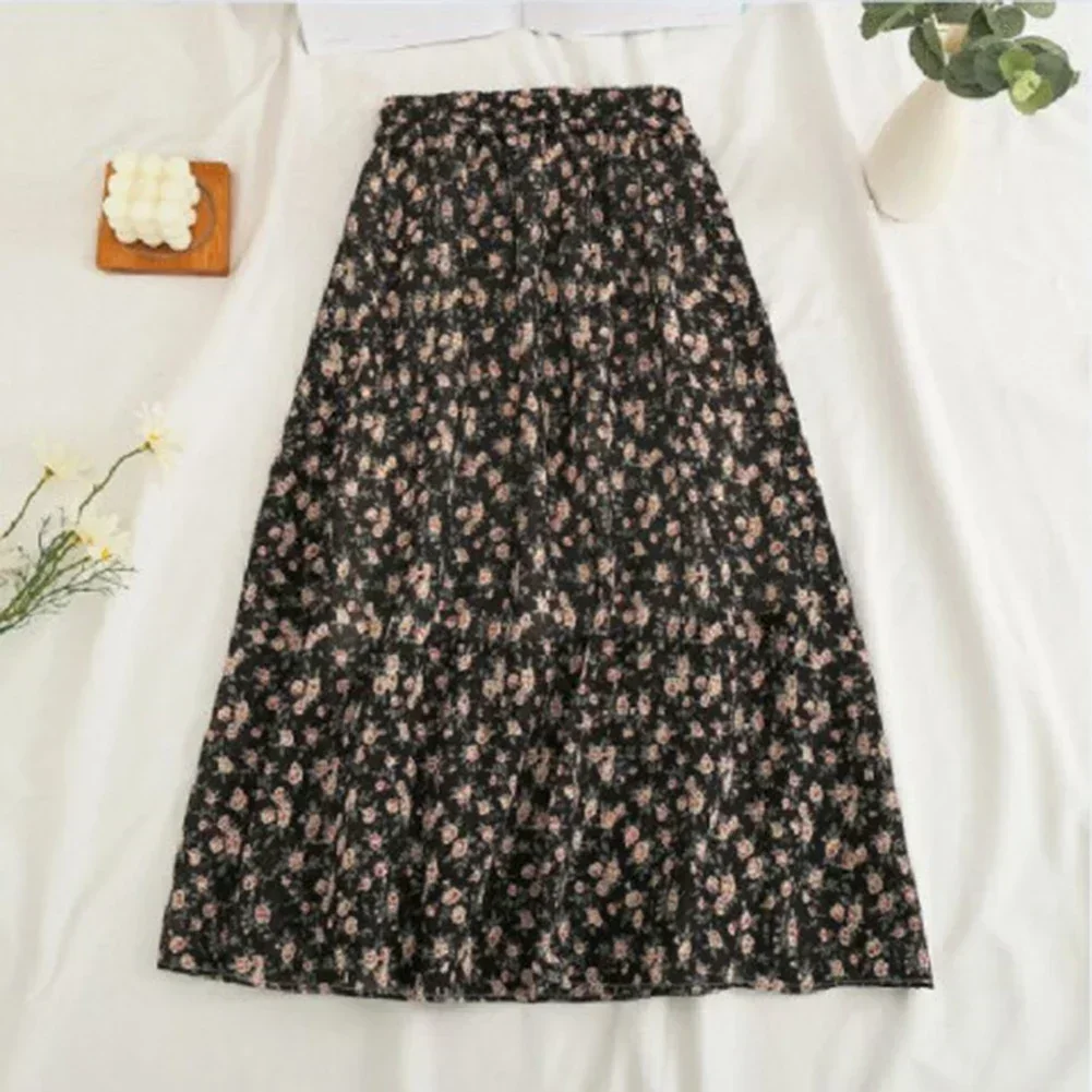 Woman Skirt Summer Korean Fashion Gentle Vintage Floral Slim Versatile Highwaist