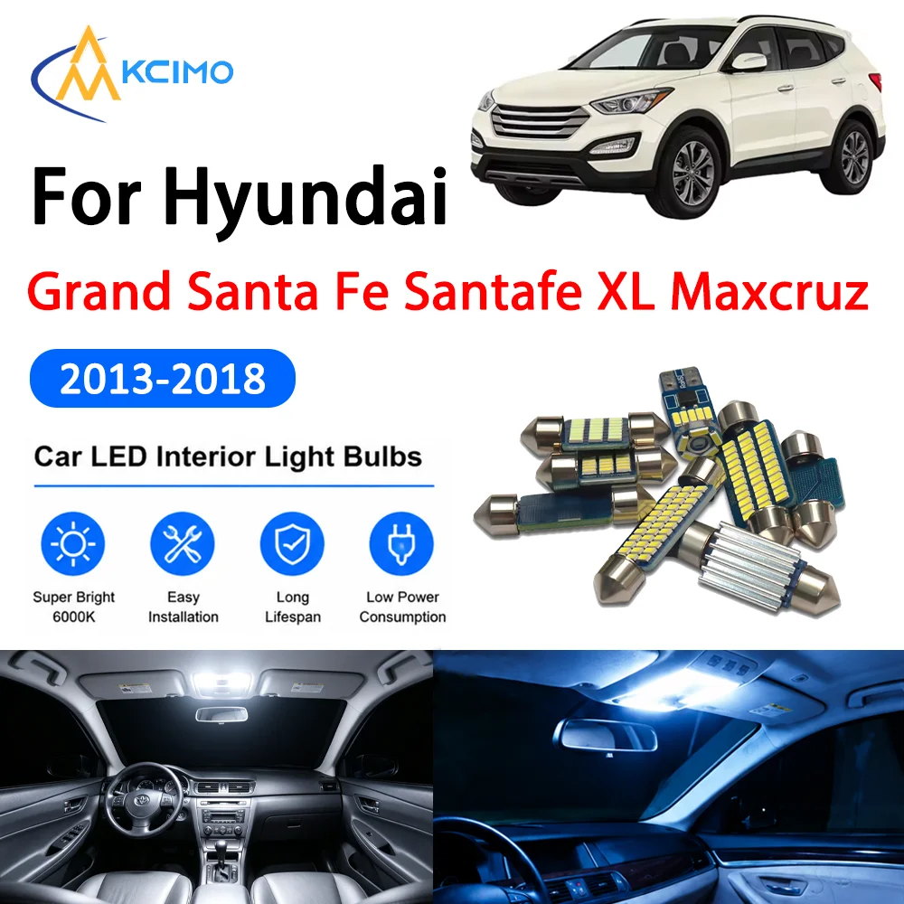 Complete LED Interior Dome Light Kit For Hyundai Grand Santa Fe Santafe XL Maxcruz 2013-2018 Door Courtesy Bulb Canbus Lights