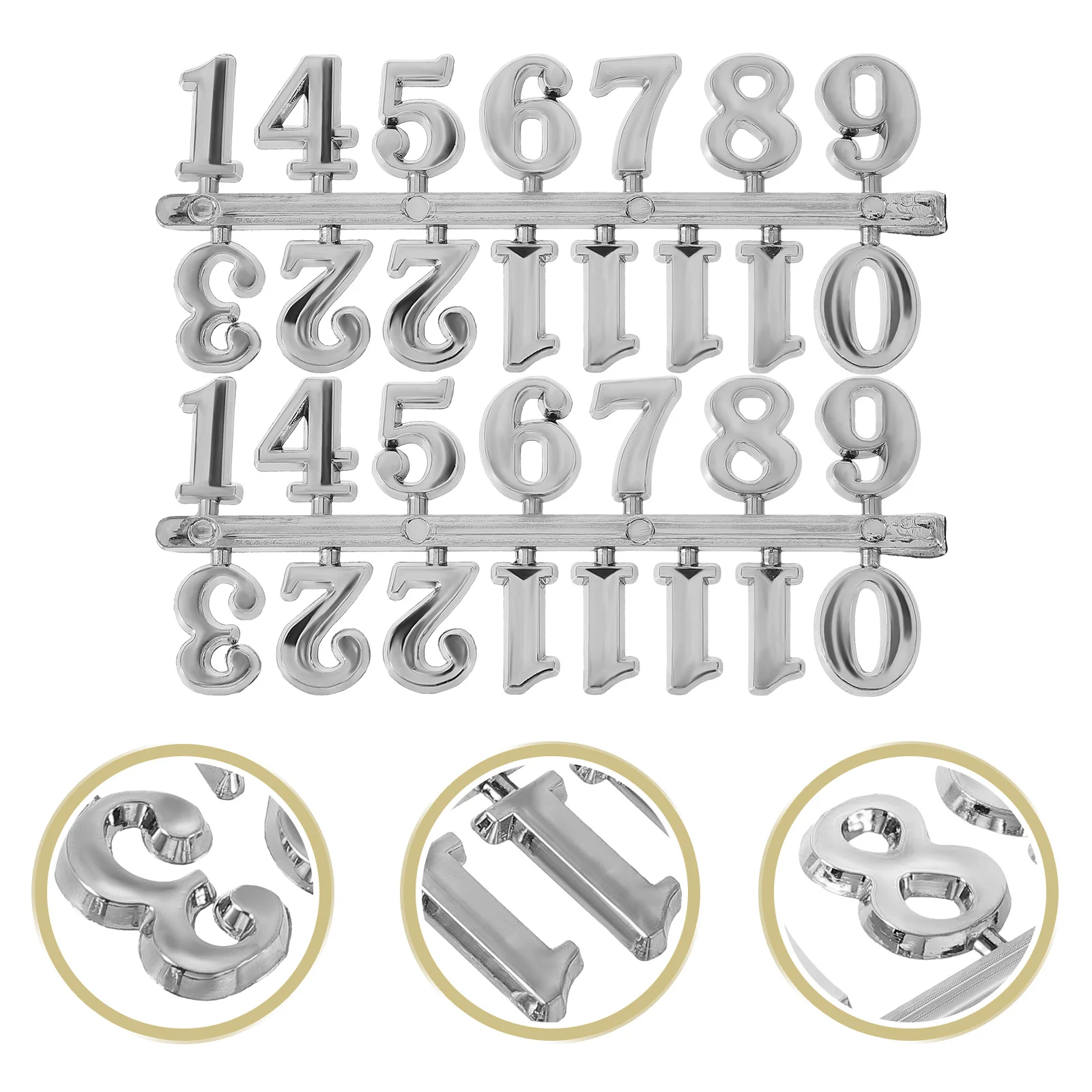 

5 set Arabic Numbers For Diy Repair Silver Clock Numbers Kit Wall Clock Replacement Components Decoration Numerals Set