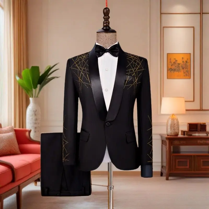 

Мужской костюм класса люкс для свадьбы 2026 года, новый, ручной работы, подходит для вечеринок, свадеб и банкетов