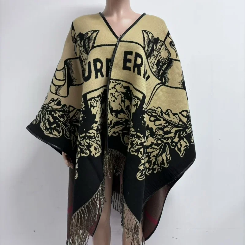 

2025 Europe and the United States Luxury Warm Cashmere Poncho Winter Women Scarf Brand direct sales Bufanda Print shawl cape