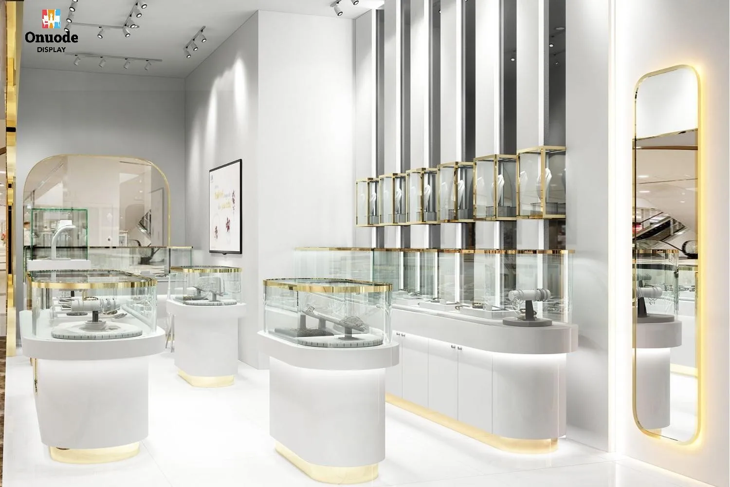 Custom.Luxury Jewelry Store Display Cabinet | Custom Glass Showcase with LED | High-End Interior Design for Branded Retail Space