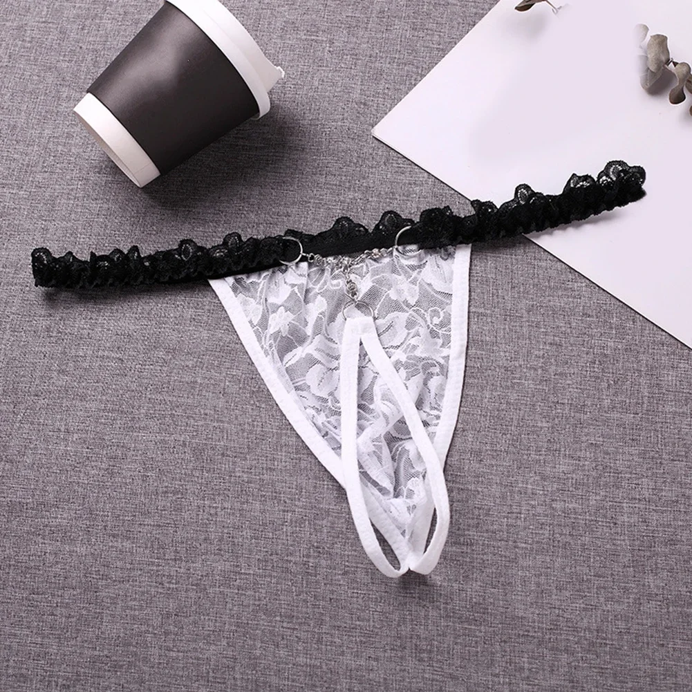 Men Lace Thong G String Basic Underwear Comfortable Loose See Through Color Matching Underpant T Back