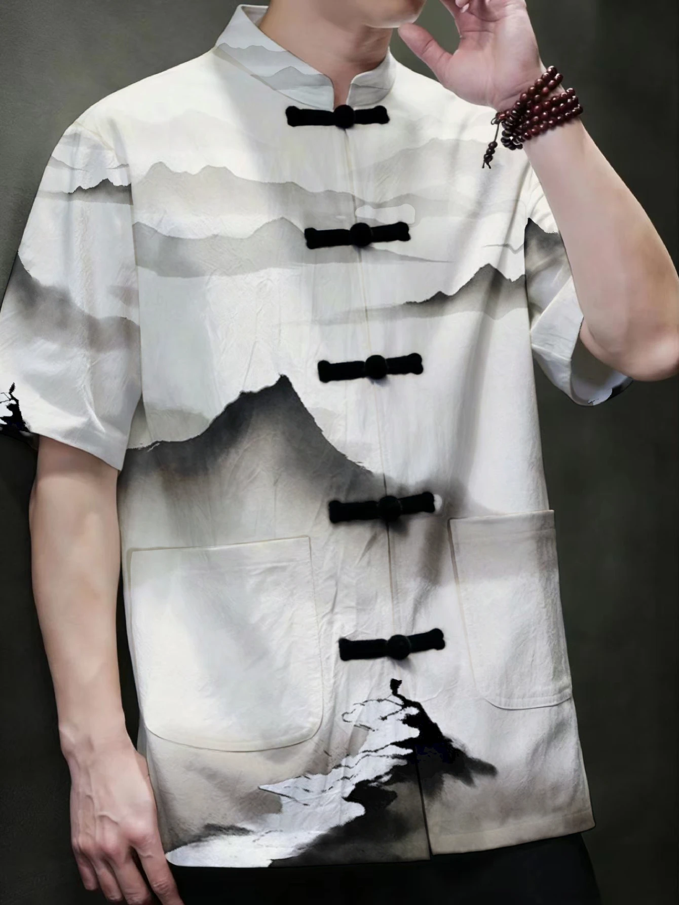เสื้อผู้ชายสไตล์จีนโบราณลายภูเ - Vintage Collectible Shop บทวิจารณ์และราคา