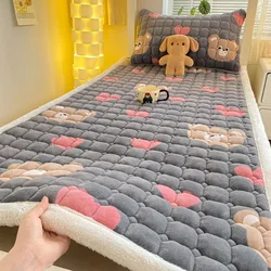 Protector de cama de franela de leche para el hogar, Protector de colchón suave y cálido para dormitorio de estudiantes, Sábana gruesa, alfombrilla de Tatami para el suelo, 1 unidad