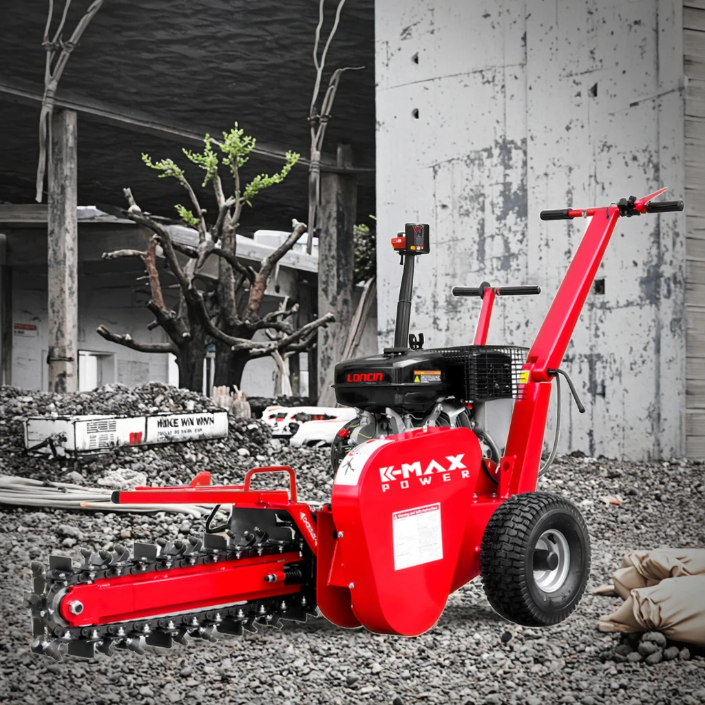 DORITE 15HP Profundidade 60cm Zanjadora EPA EU5 Alimentado a gasolina portátil Caminhada atrás de 600mm Scavatrice Trancheuse Mini Trencher de corrente