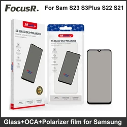 5pcs Front OCA Glass Lens With Glue Polarizer Film For Samsung S24 S23 Plus S21 S20 FE LCD Panel Screen Repair Parts Replacement