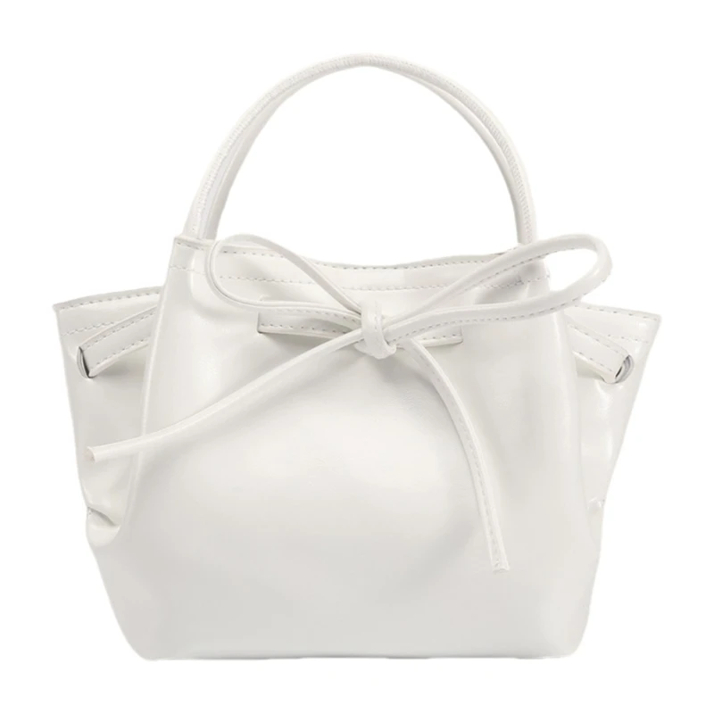 

652F Sweet Bows Crossbody Bag for Women PU Leather Shoulder Bag Korean Styles Bag Bucket Bag Trendy Handbag
