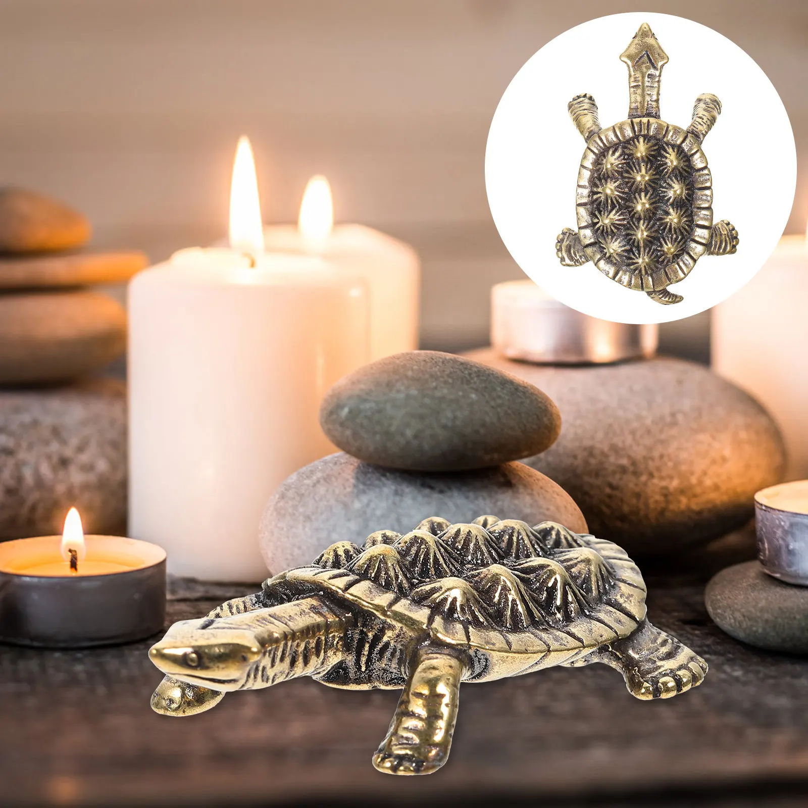 Brass Turtle Decor Desktop Retro Tortoise Ornament Creative Home Office Tabletop Adornment Exquisite Handmade Copper Turtle