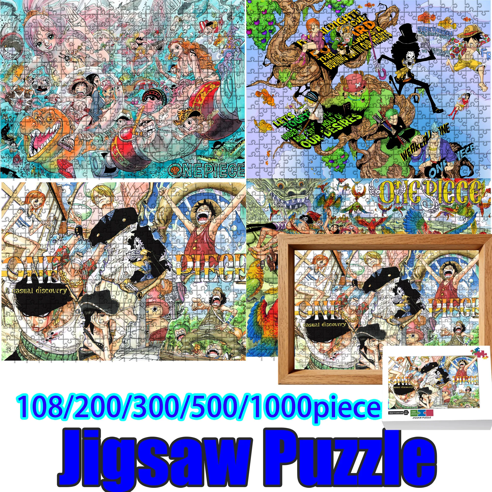 

Деревянный пазл по аниме One Piece, 108/200/300/500/1000 деталей, подарок для взрослых фанатов, снимающий стресс