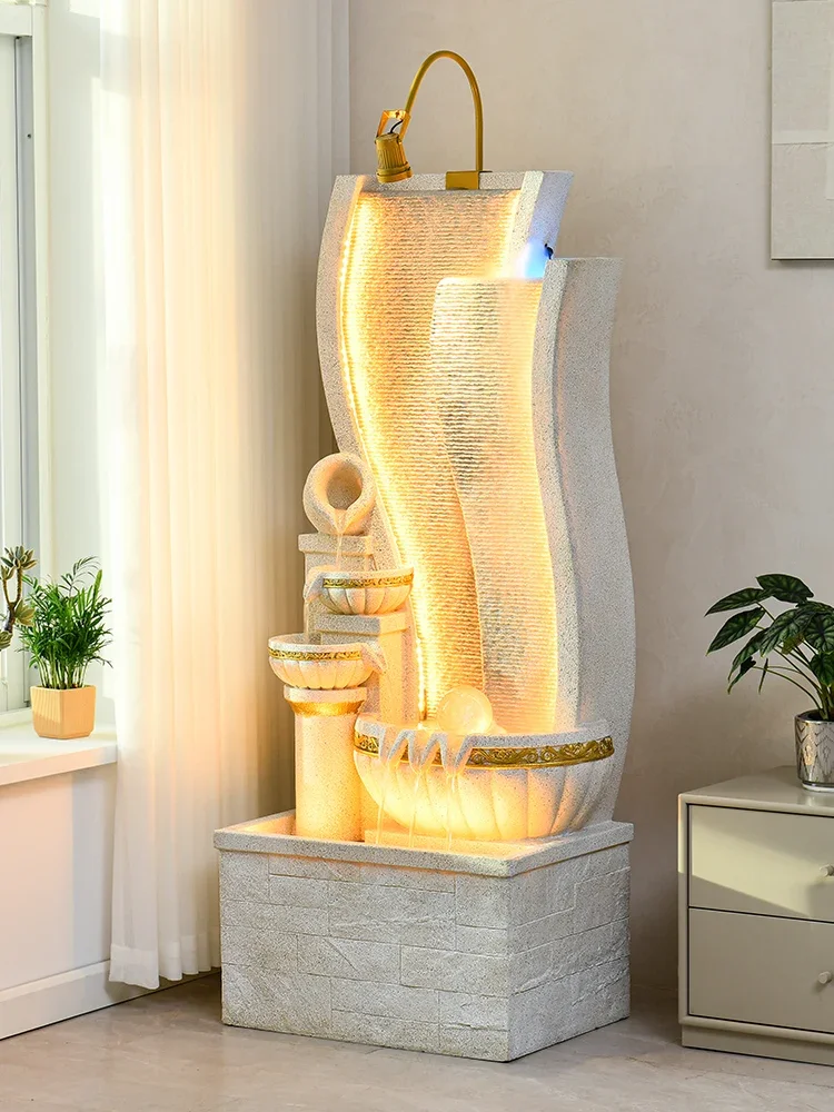 

European-style running water fountain lucky ornament living room balcony entrance company clubhouse decoration large floor-to-