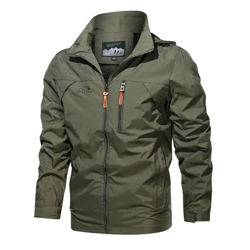 2026 New Men's Plus-Size Workwear Jacket – Windproof, Waterproof, Hooded Outdoor Shell Jacket