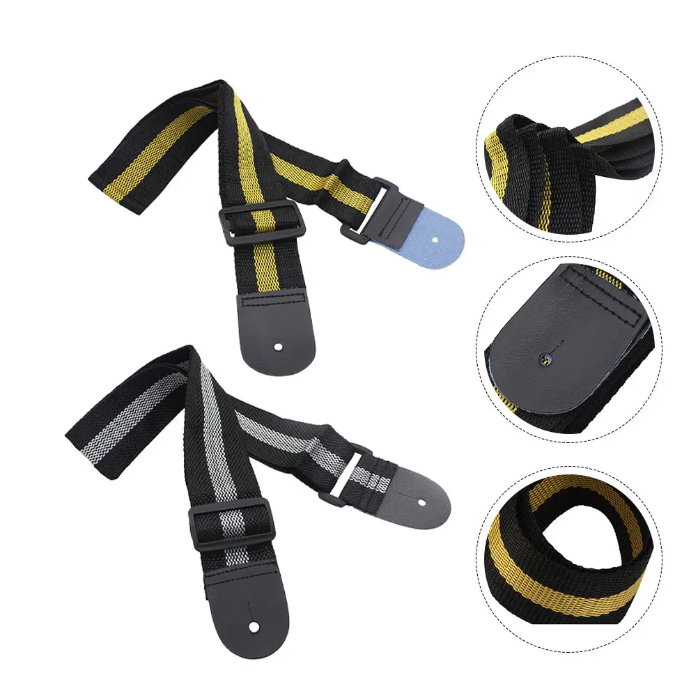 

2pcs Straps Adjustable Bass Shoulder Belts Pu Durable Instrument Accessories Comfortable Guitar Shoulder Belt For
