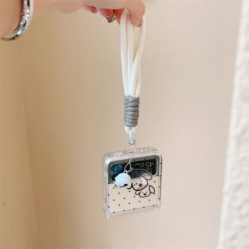 Funda de teléfono con diseño de perro y puntos negros para Samsung Galaxy Z Flip 6, 5, 4, 3, ZFlip4, ZFlip5, ZFlip6