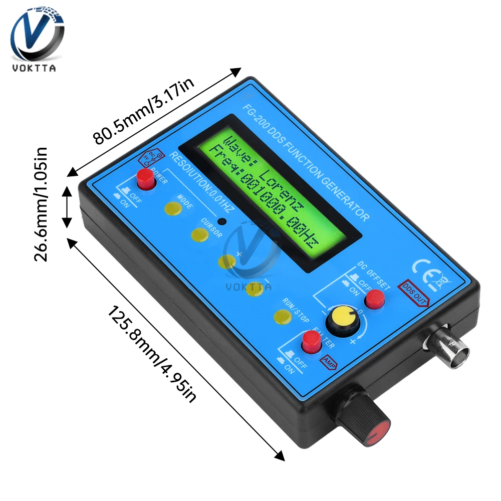 FG-200 DDS Function Signal Generator 0.01Hz-500KHz Signal Source Module Frequency Counter Sine+Square+Triangle+Sawtooth Waveform