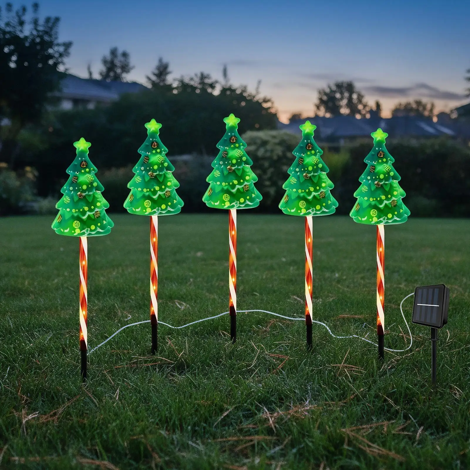 شجرة عيد الميلاد درب ضوء تعمل بالطاقة الشمسية عطلة مضاءة حصة في الهواء الطلق زينة عيد الميلاد لساحة درب مسار الجبهة #4