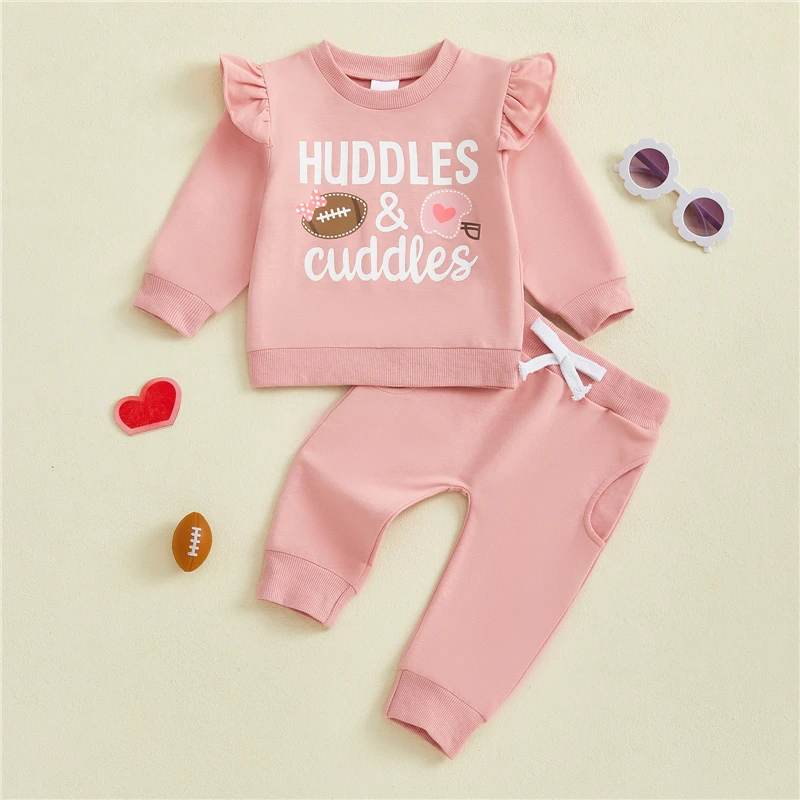 

Baby Winter Autumn Clothes Girls Bow Football Print Pullover Tops Pants Set Child Clothing Toddler Tracksuits
