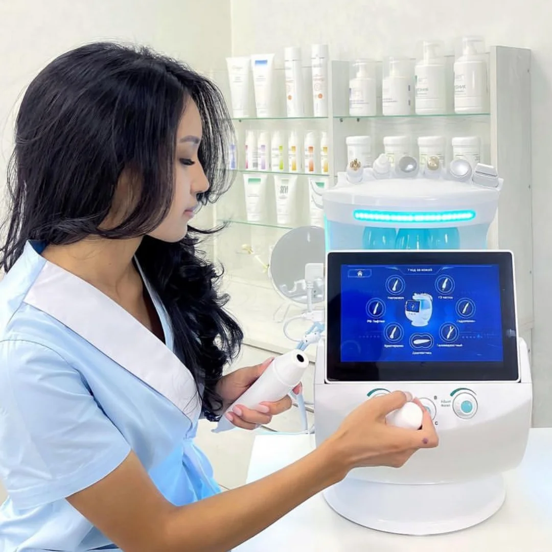 Smart Ice Blue 7-in-1 Facial Skin Analysis Machine Ultrasonic Rejuvenation Water Microdermabrasion Facial Machine