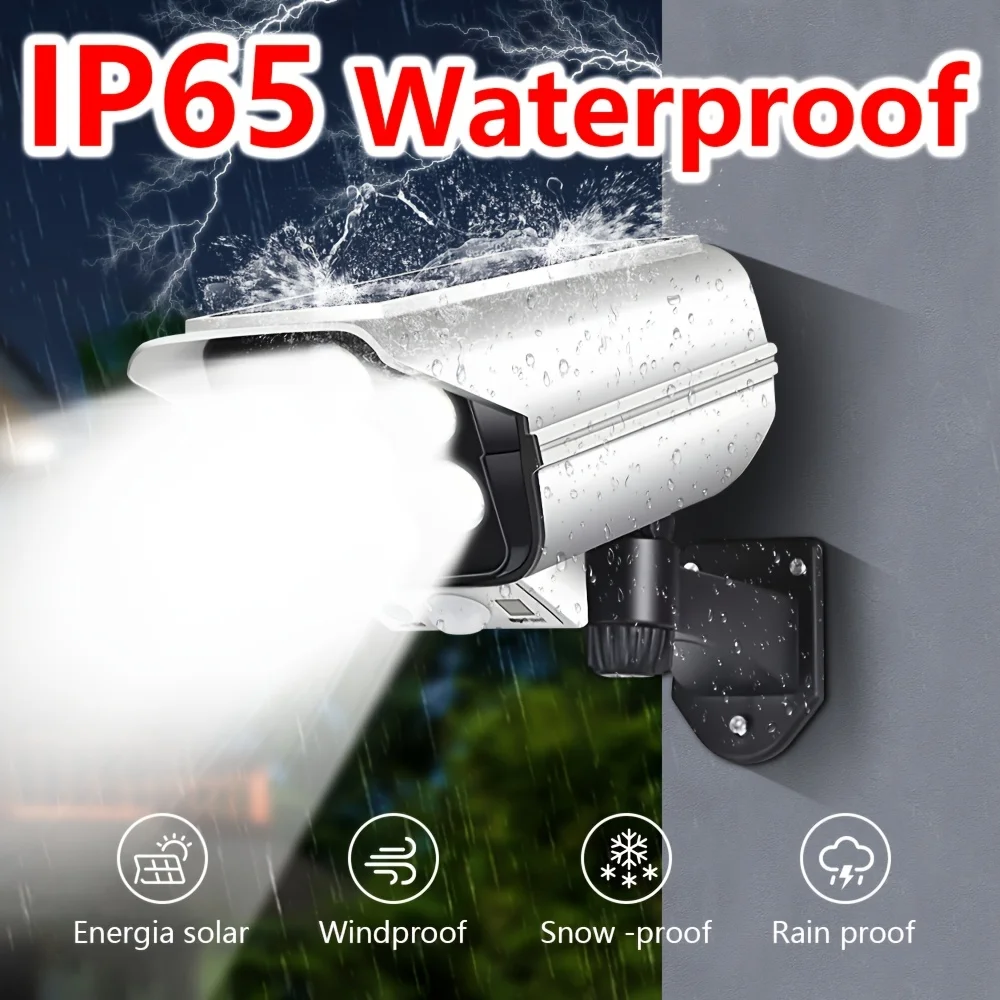 3 Modes Multi-angle Lighting High Simulation Camera Solar Surveillance Lights 77 LED Outdoor Motion Sensor Wall Light