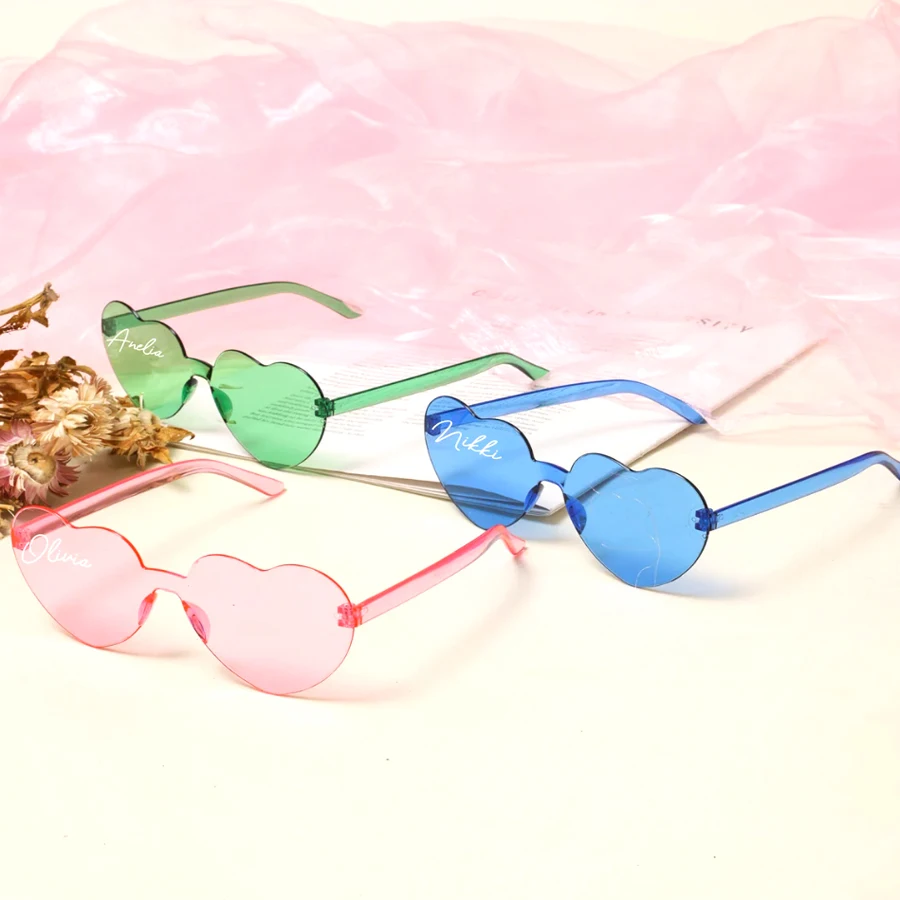 

Rimless Heart Sunglasses Personalized Wedding Sunglasses Custom Sunglasses Bridesmaid Gifts, Bridal Party Gifts, Hen Party Gifts