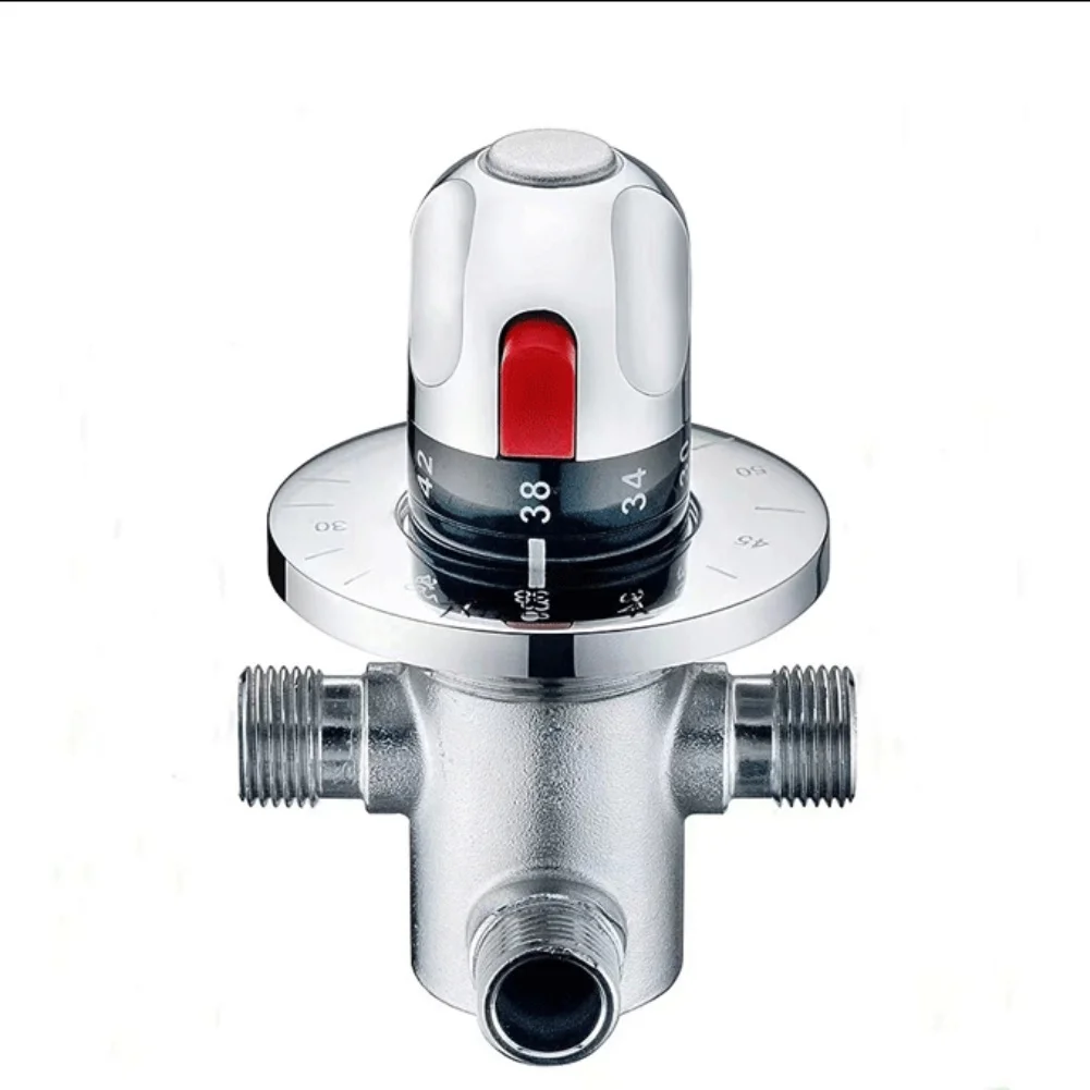 Adjustable Brass Thermostatic Mixing Valve for Home Use Temperature Control Valve with Filter Net Compatible with Water Heaters