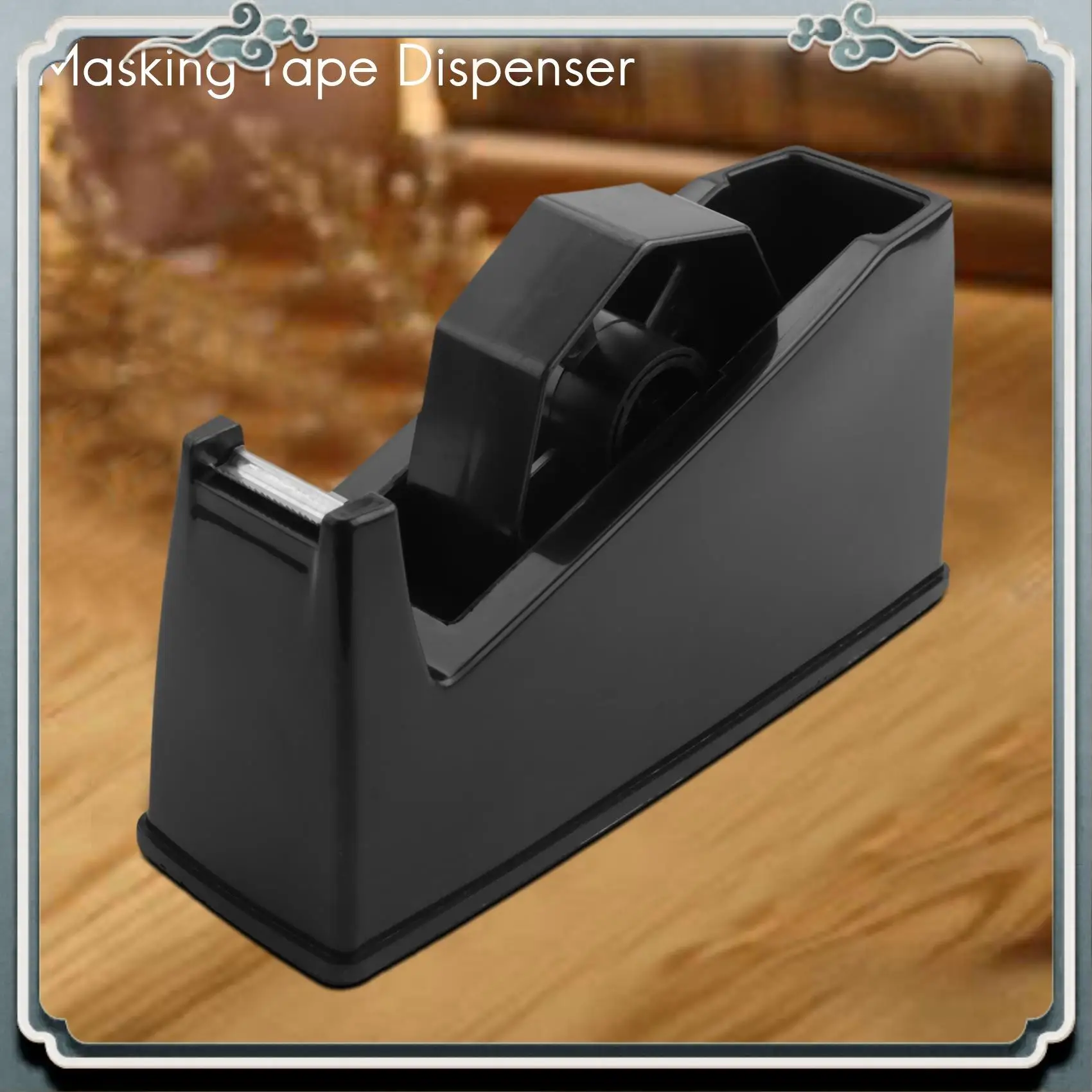 Dispensador de cinta térmica premium, dispensador de cinta adhesiva, soporte para núcleo de 1 y 3 pulgadas, 6,8 x 2,2 x 3,4 pulgadas, dispensador de cinta de escritorio