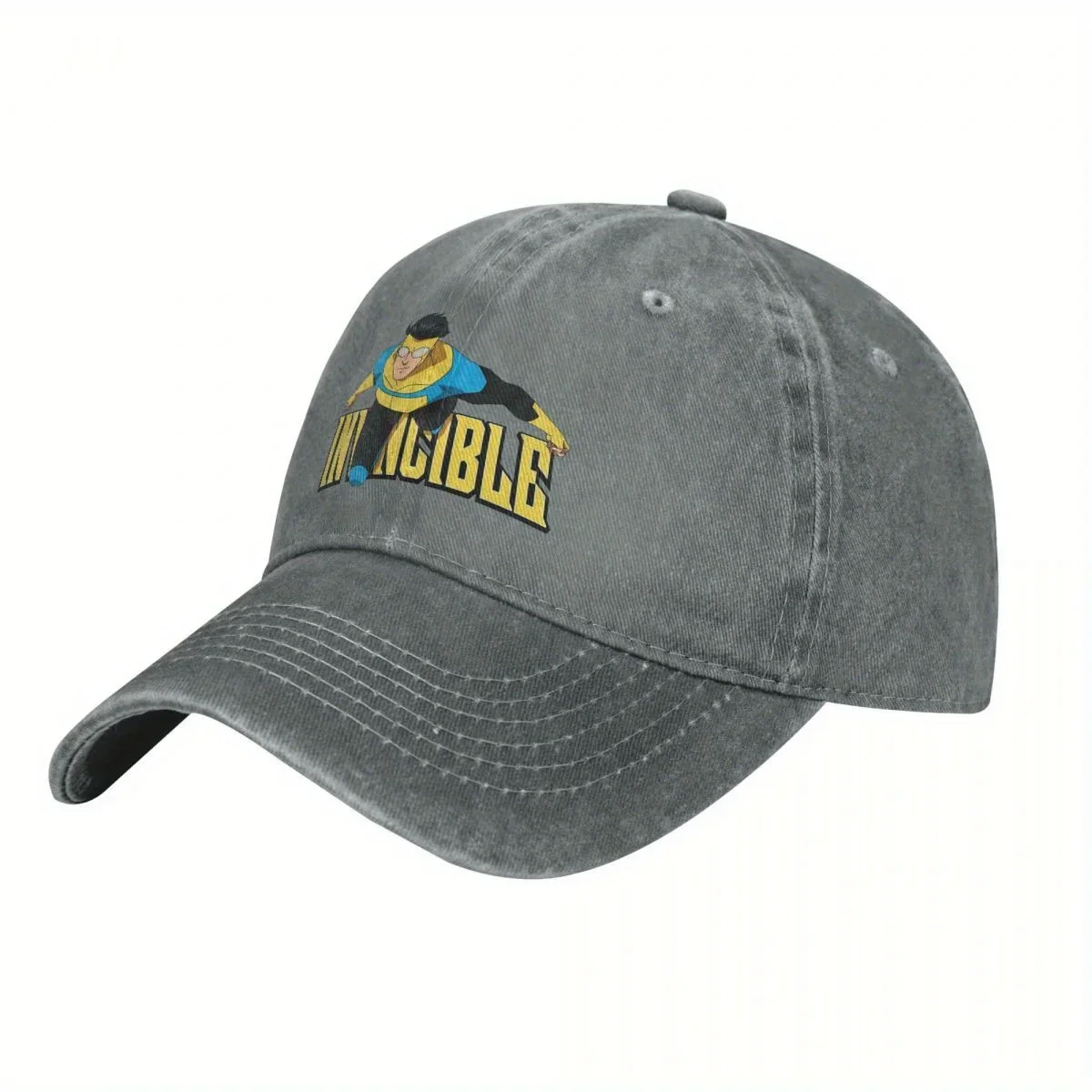 

Invincible Superhero baseball cap - unisex imitation old cowboy elastic buckle, breathable dark blue with yellow pattern