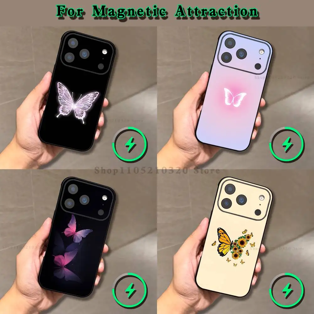 

butterfly pattern Phone Case For iPhone 17,16,15,14,13,12,11,Pro,Max,Plus,E,Air,Mini Magnetic Magsafe Frosted Clear